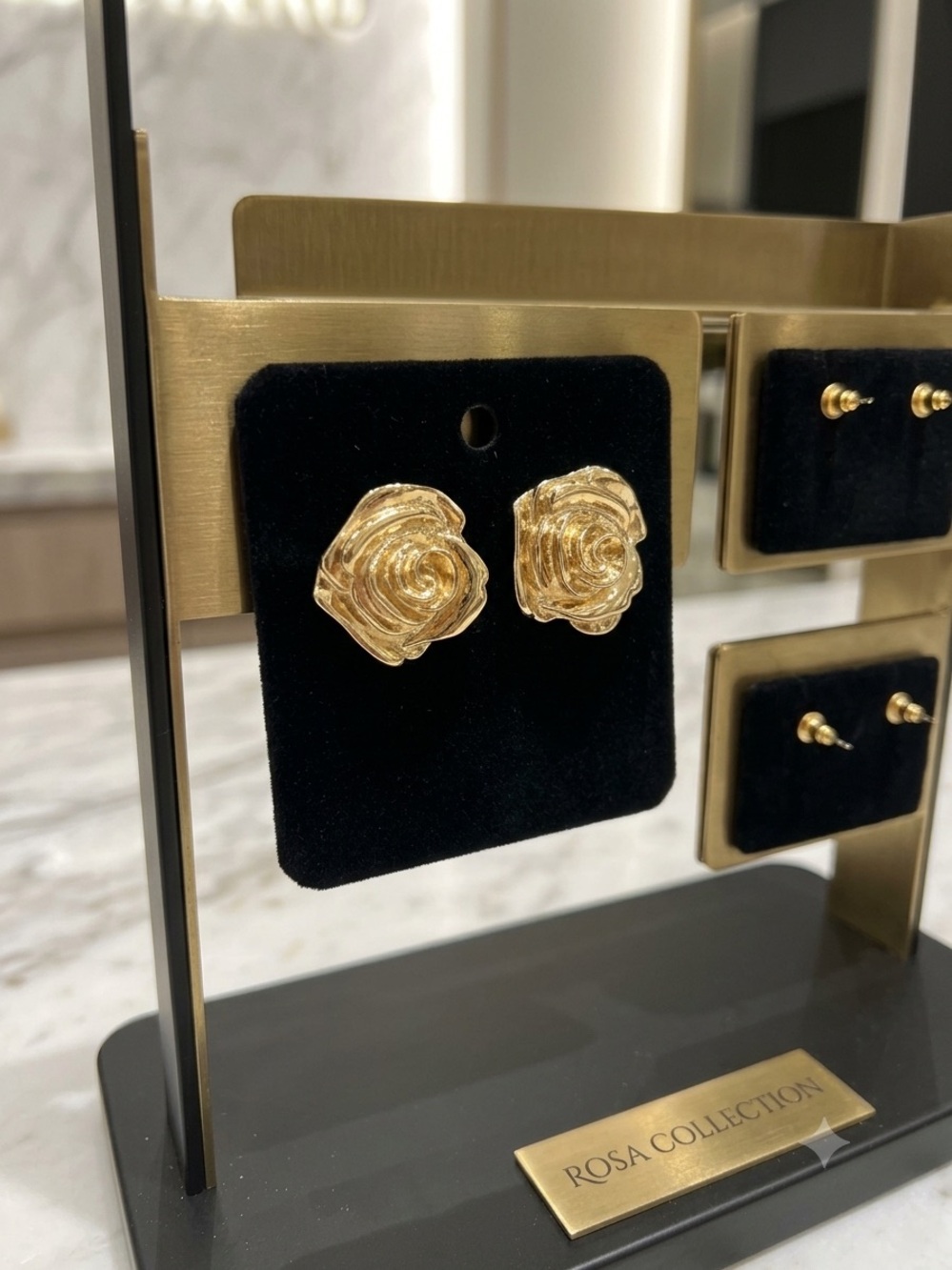 Accessorize Gold Rose Motif Stud Earrings